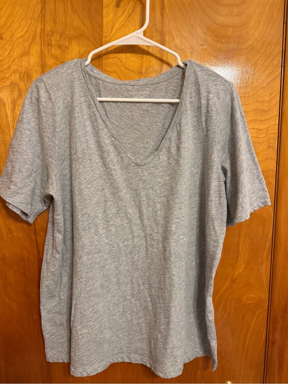 Eileen Fisher Gray V-Neck Short Sleeve Tee